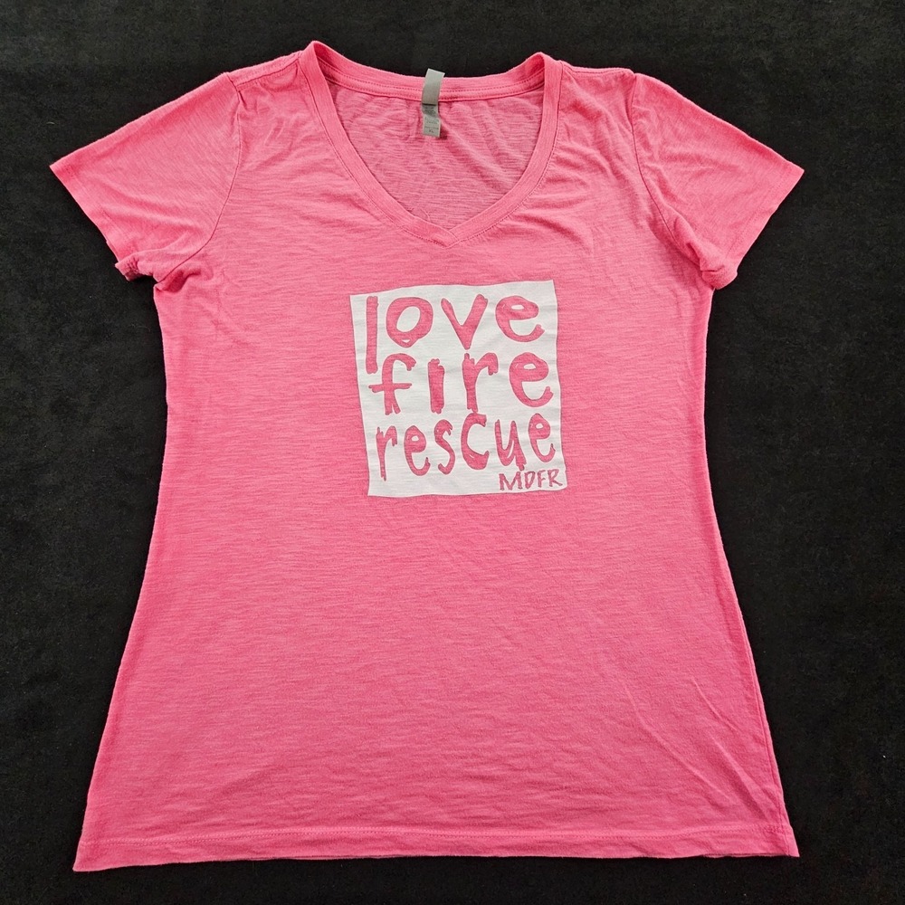 Love Fire Rescue MDFR Pink Short Sleeve Cotton Blend T-Shirt Women's XL